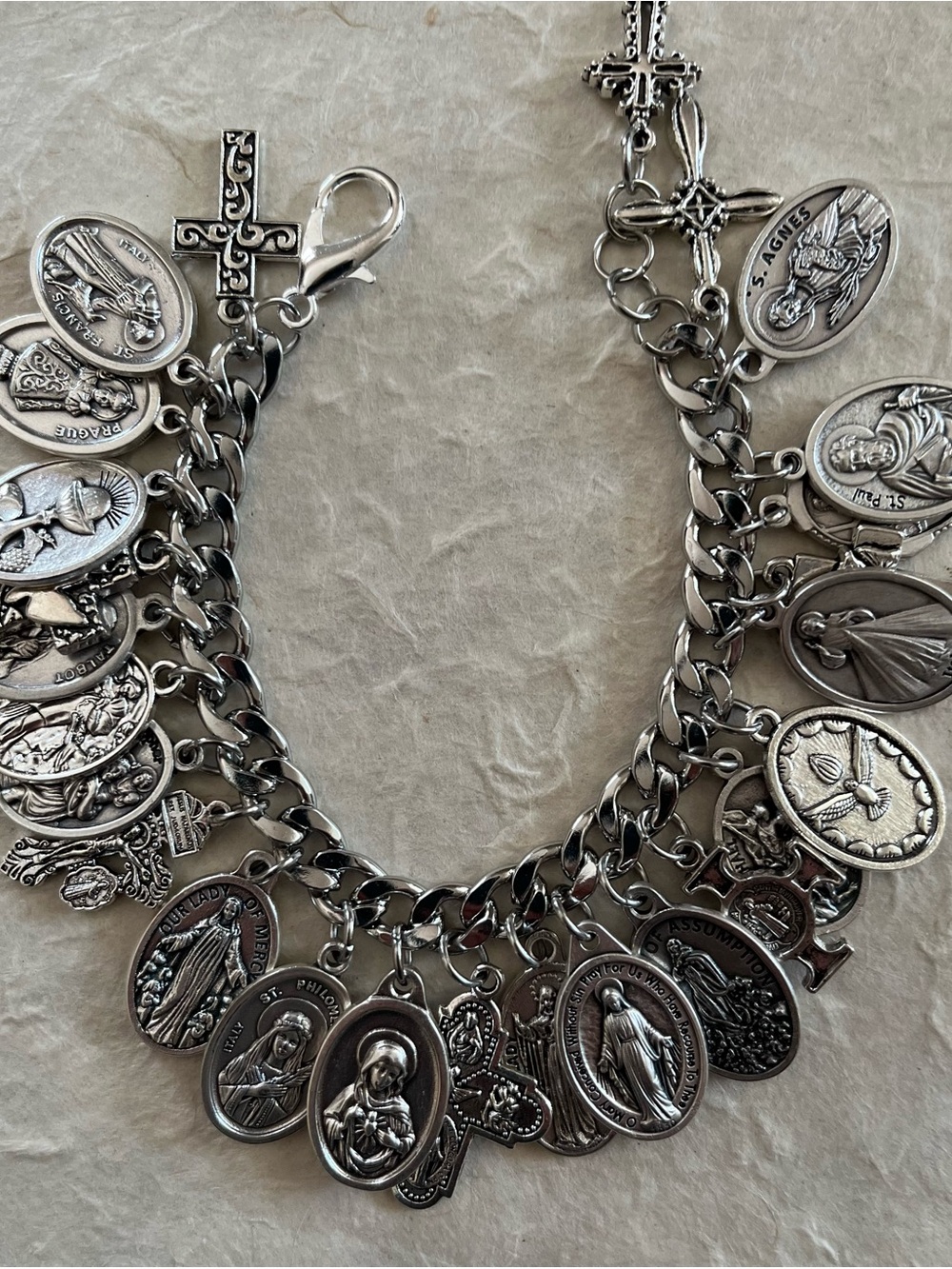 Catholic Charm Bracelet Saints, Crosses - Picture 4 of 13